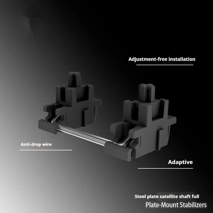Keyboard shaft mechanical keyboard accessories kit showing black and milky white stabiliser components with 4.3-inch screen display