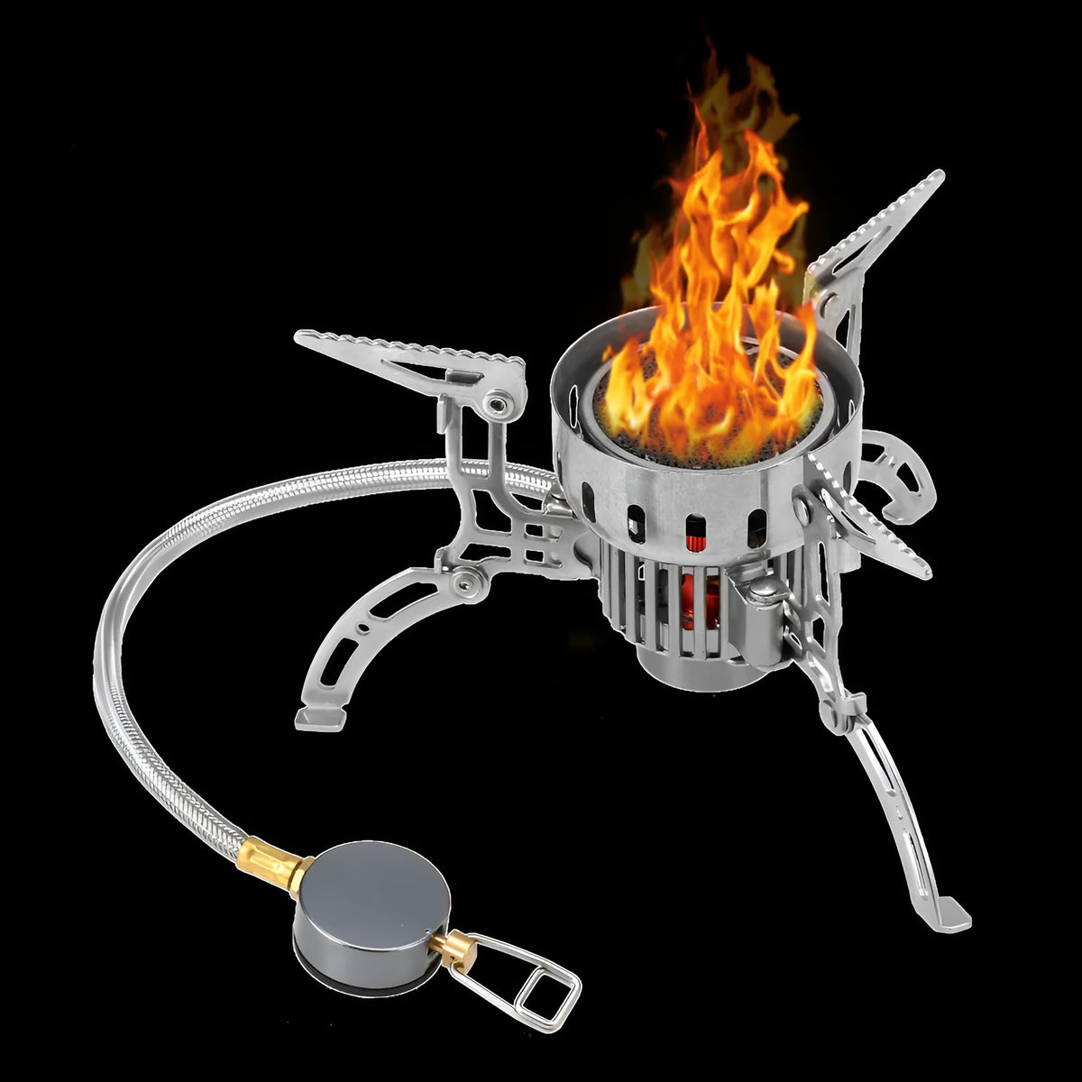 3500W infrared camping stove head in folded form with plastic box, made from stainless steel, copper, and aluminium