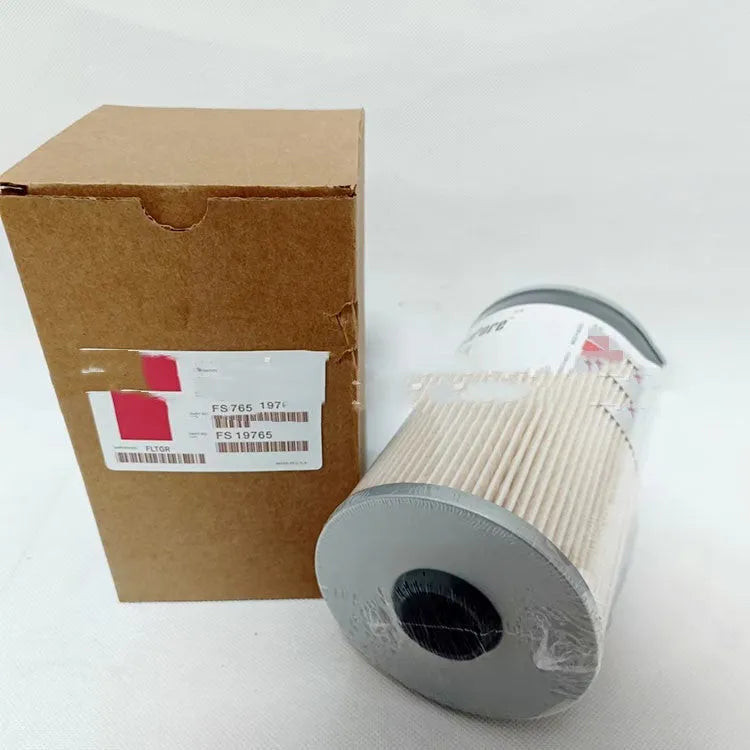 FS19764 diesel fuel filter with folding paper element, showing 10mm connection ports.
