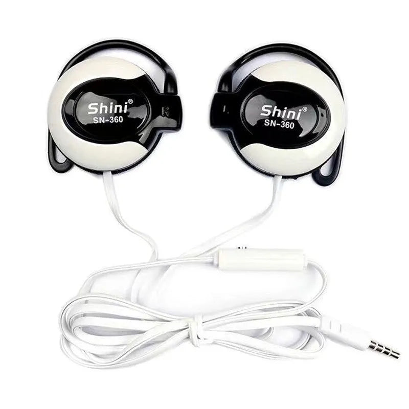 Ear hook earphones with 3.5mm plug, heavy bass, and HD voice in five colours