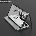Magnetic metal phone case for Apple iPhone with shockproof anti-fall protection in black colour