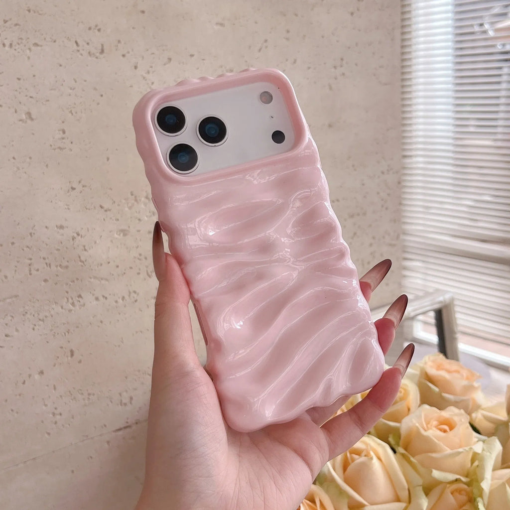 Three-dimensional pleated cream pattern TPU mobile phone case for iPhone, anti-fall anti-fingerprint, solid colour
