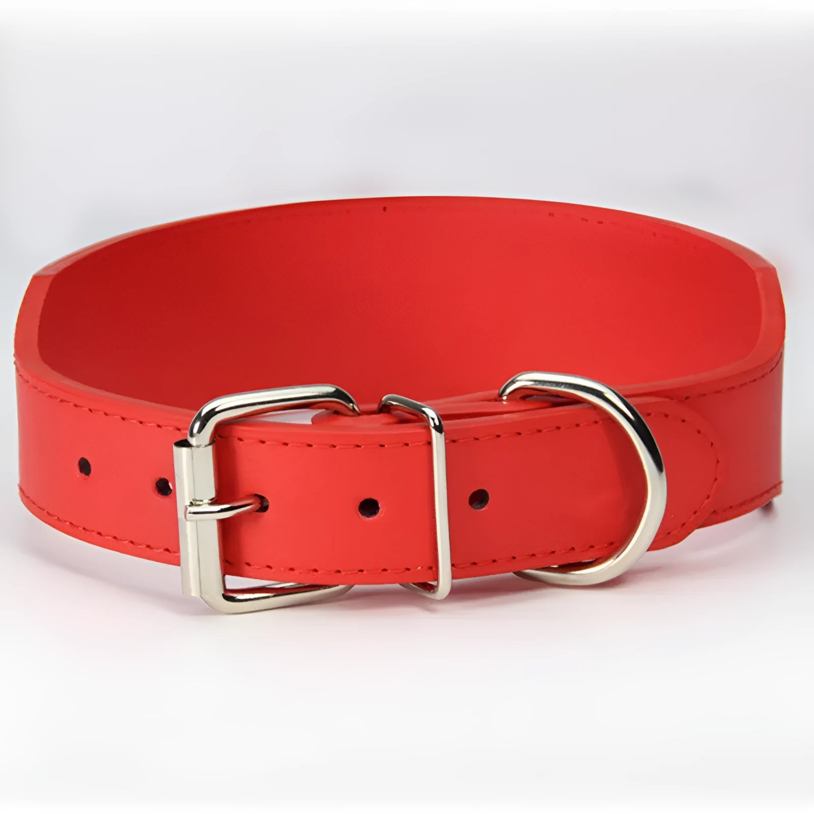 Fish-shaped leather dog collar in five colours with adjustable sizing and anti-breaking design