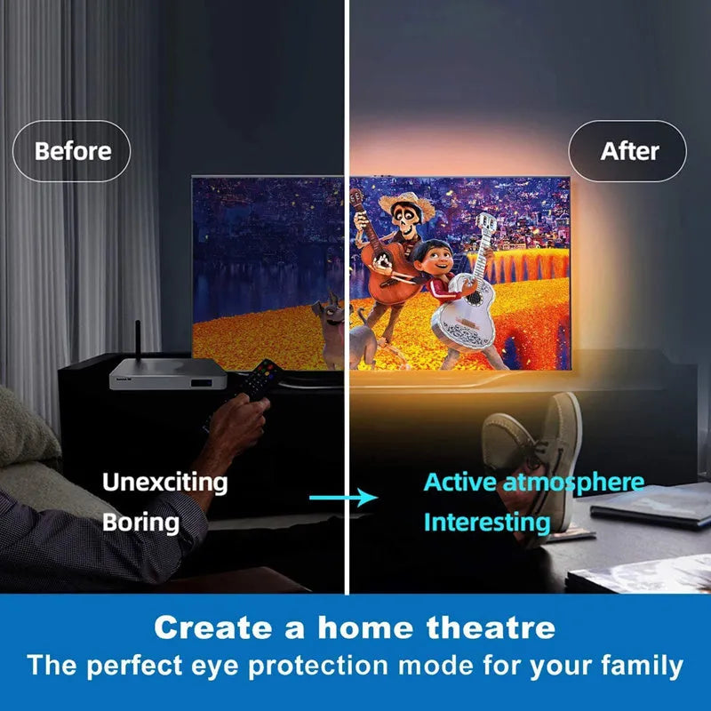20-metre RGB LED strip light with 360 SMD 5050 diodes and 44-key remote control for room decoration