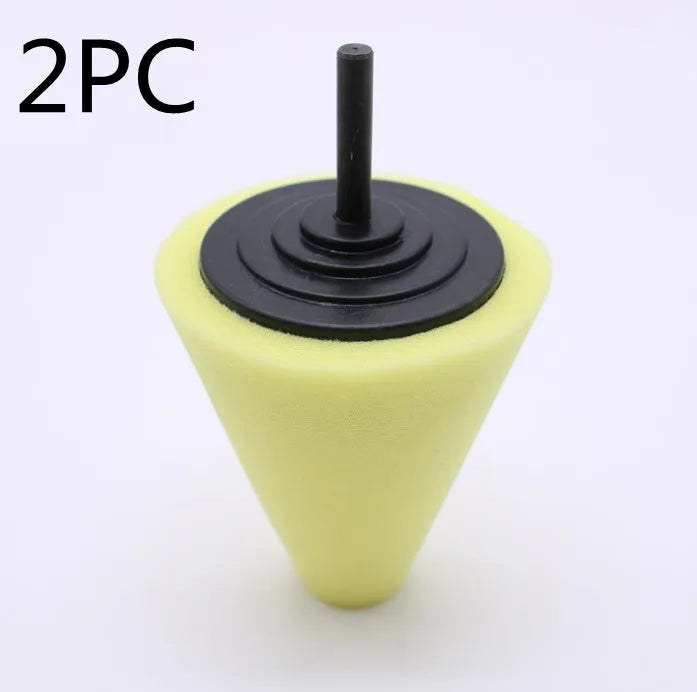 Car polishing sponge disc with net steel ring and 6mm handle, colour-coded for different abrasiveness levels