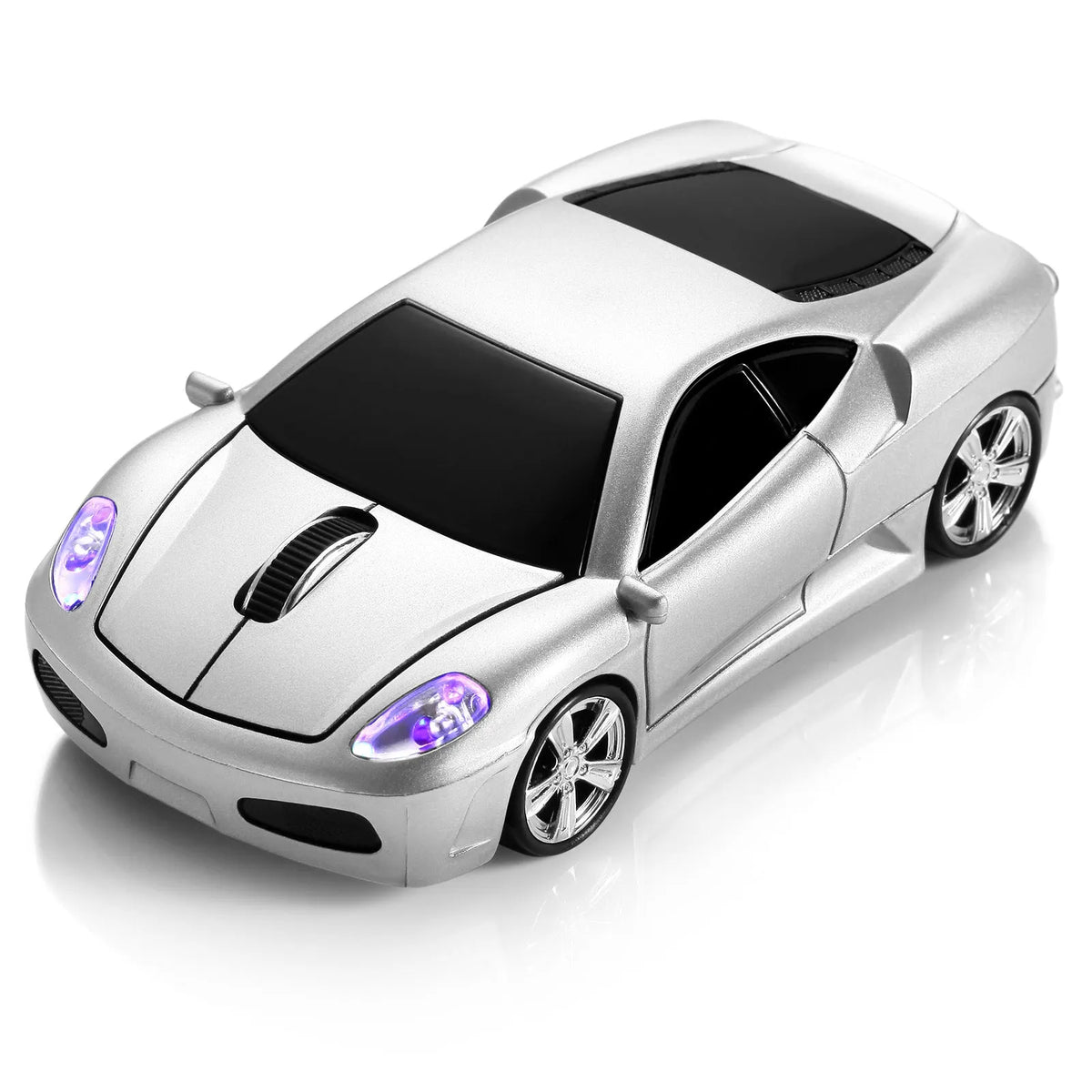 Wireless car mouse for laptop, USB optical mouse, 11.8 x 6 x 3.5cm, six colours including Klein Blue and Tomato Red.