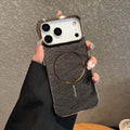 Electroplated magnetic phone case for iPhone 17 in multiple colours showing half-pack design.