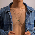 Men's simple body chain necklace in 25729 gold colour with electroplated alloy finish