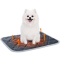 Grey cloth multi-layer pet cushion shown in four available sizes for dogs and cats.