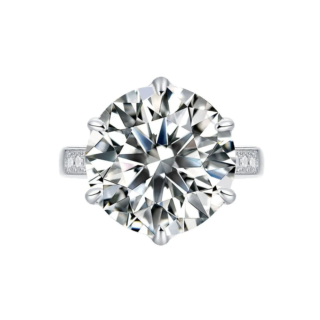 Moissanite adjustable mouth inlaid ring for women round geometric fashion OL style electroplated