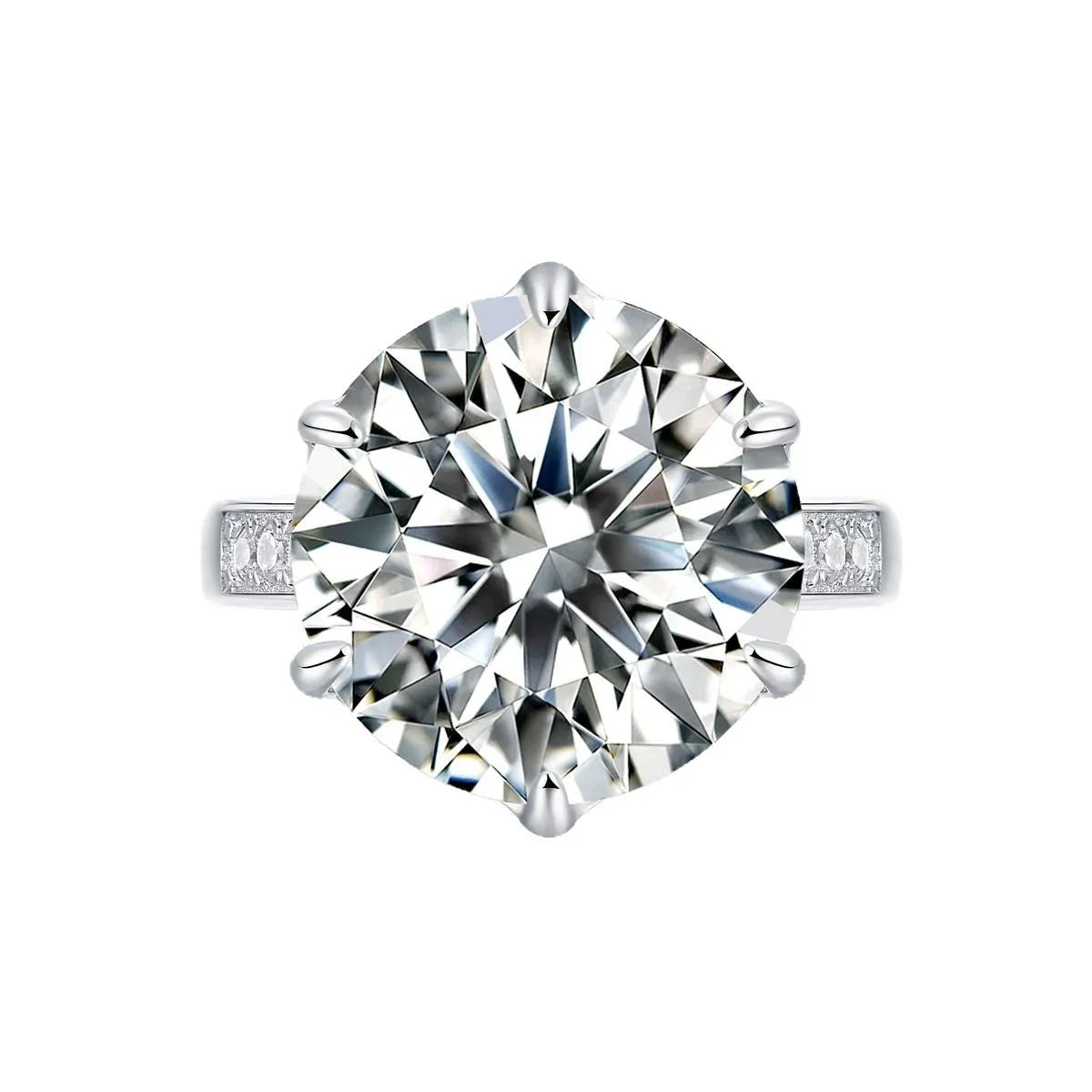 Moissanite adjustable mouth inlaid ring for women round geometric fashion OL style electroplated
