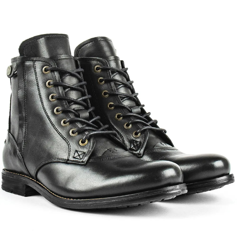 Black Knight Series leather boot with side zip on a mannequin foot