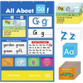 Alphabet learning chart with word cards, letter cards, and picture cards for early childhood education