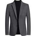 A grey slim fit men's wool suit jacket for autumn and winter.