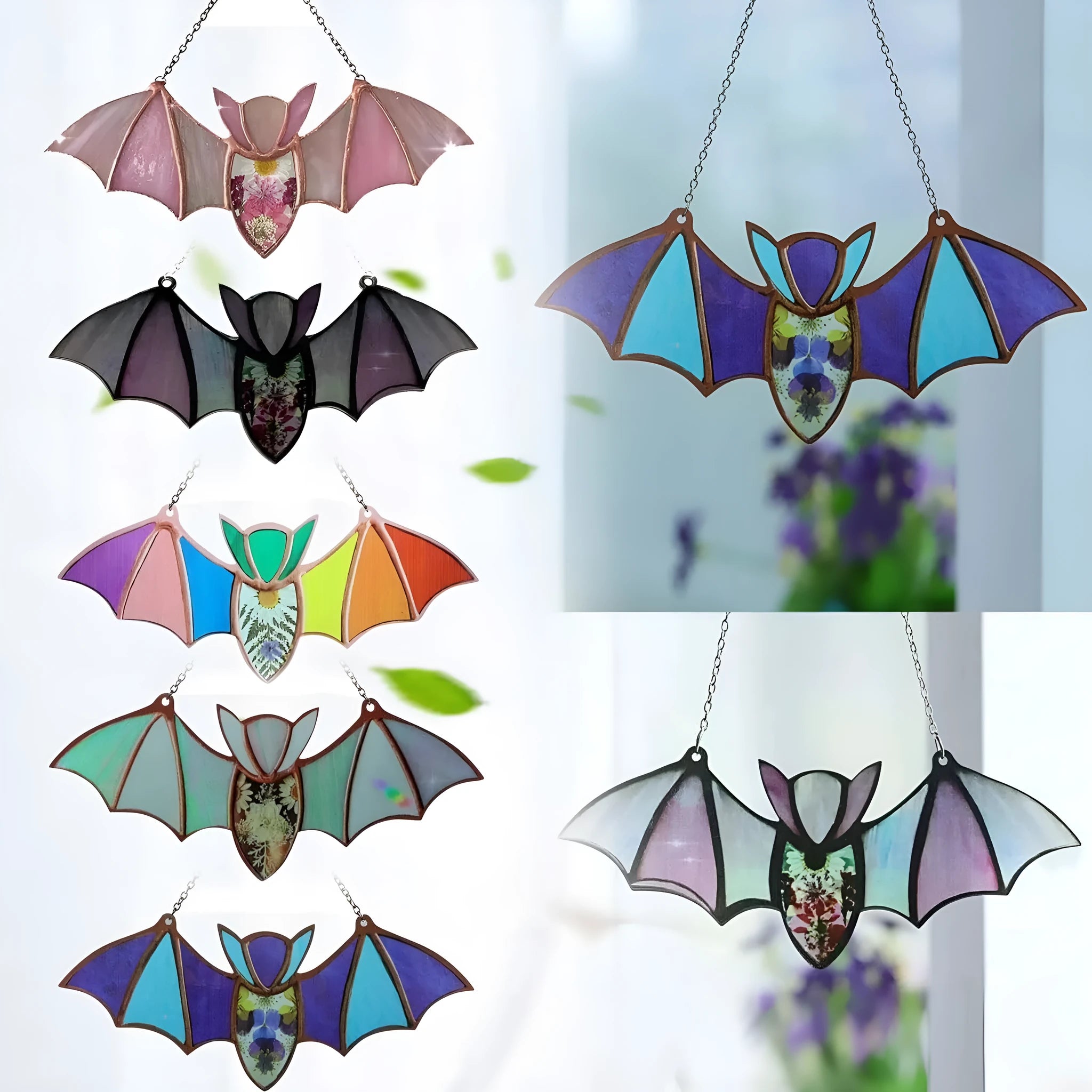 Modern acrylic bat window wall pendant with printed design in two size options