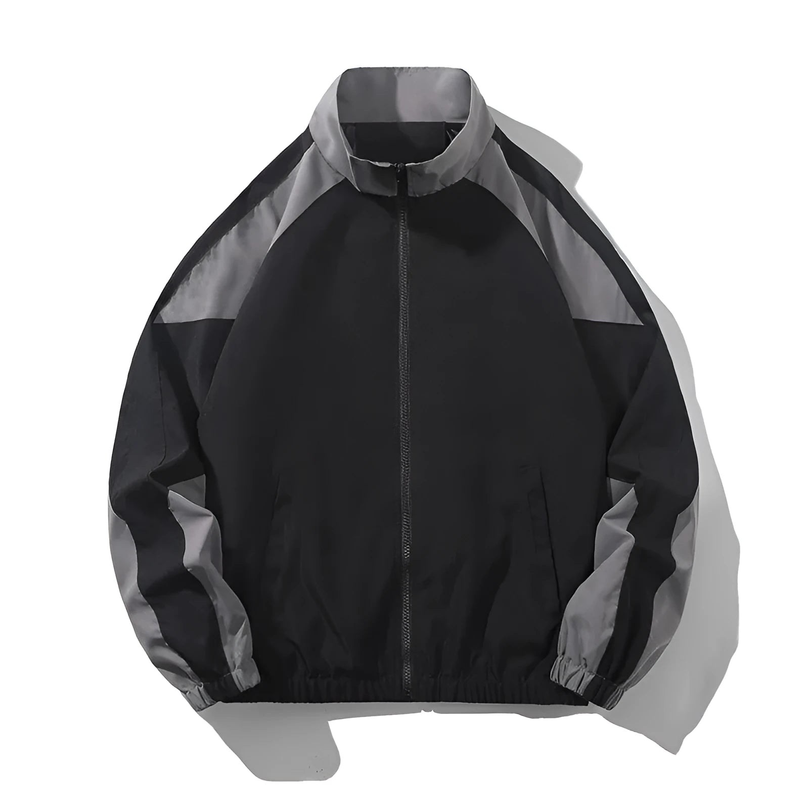 Men's casual jacket with contrast stitching design in black or dark blue with side pockets