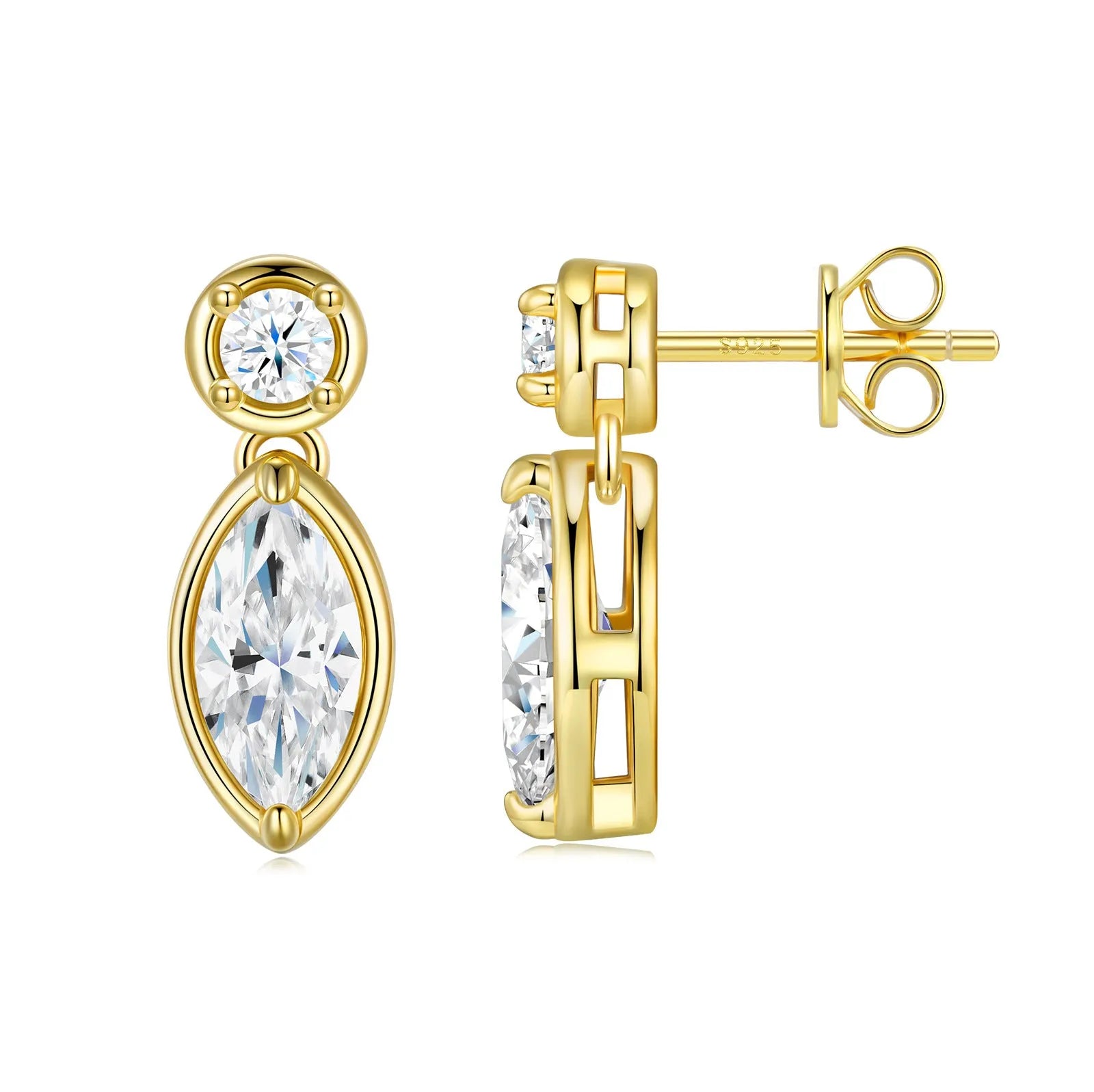 925 silver moissanite ellipse earrings unisex non-fading light luxury jewellery