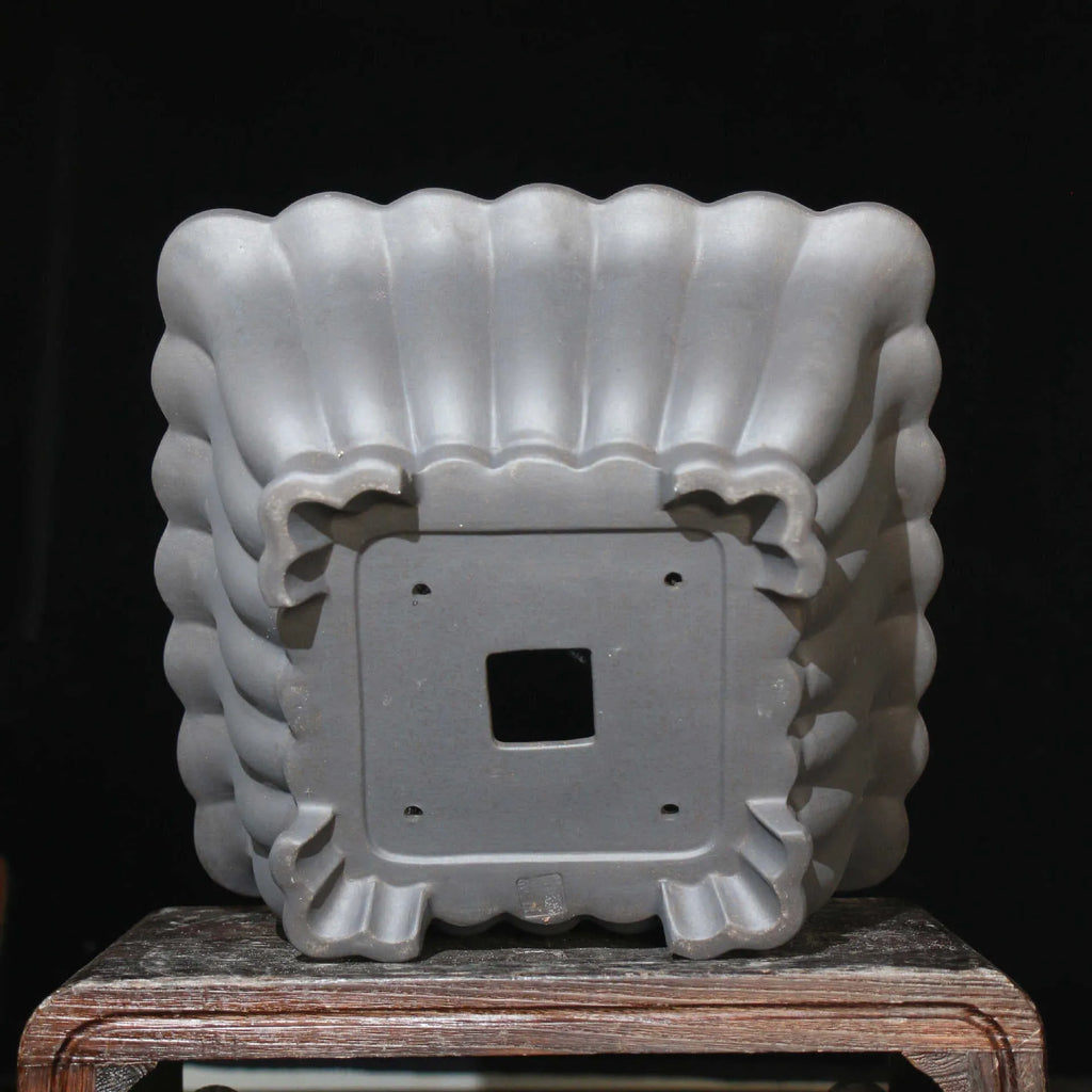 Purple sand ceramic square bonsai pot with 37x15cm inner dimensions for desktop display