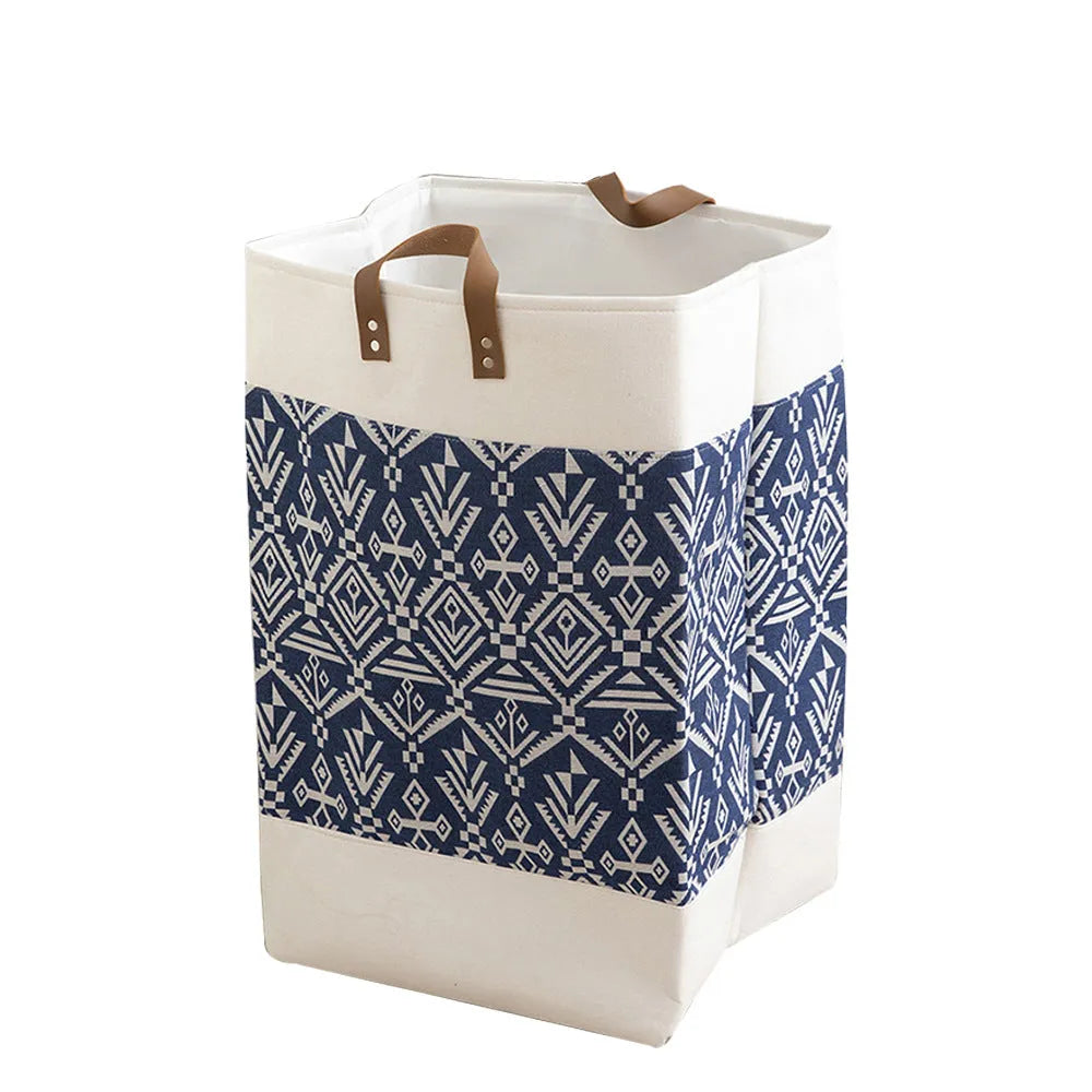 Large fabric storage box with lid in a colourful bear pattern, dimensions 35x35x55cm.