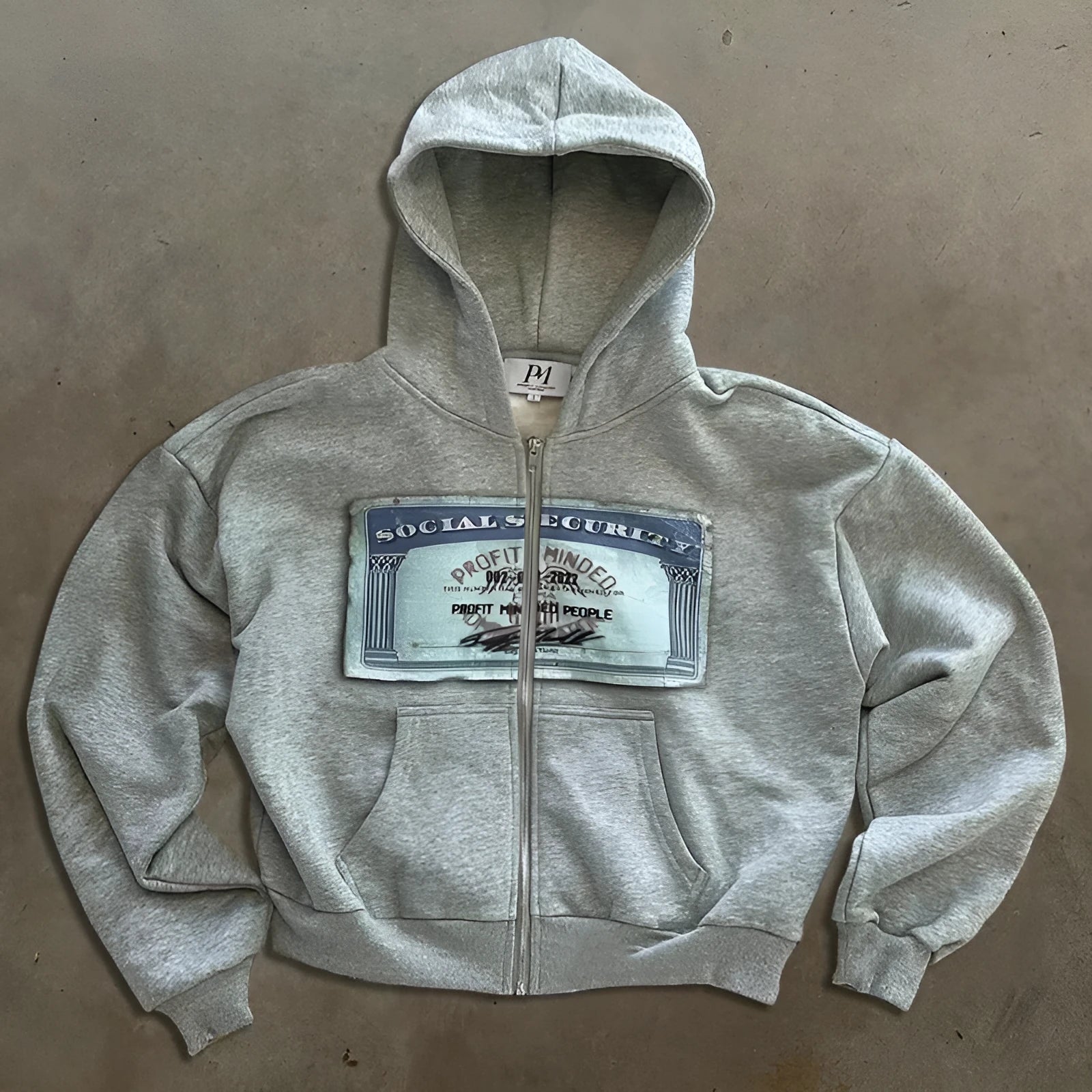 Unisex letter pattern hoodie zipper jacket in polyester with zippered pockets
