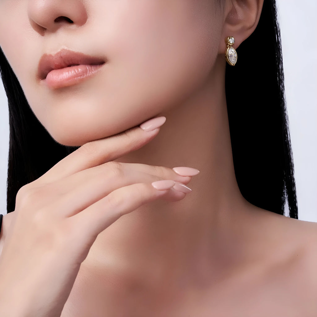 925 silver moissanite ellipse earrings unisex non-fading light luxury jewellery