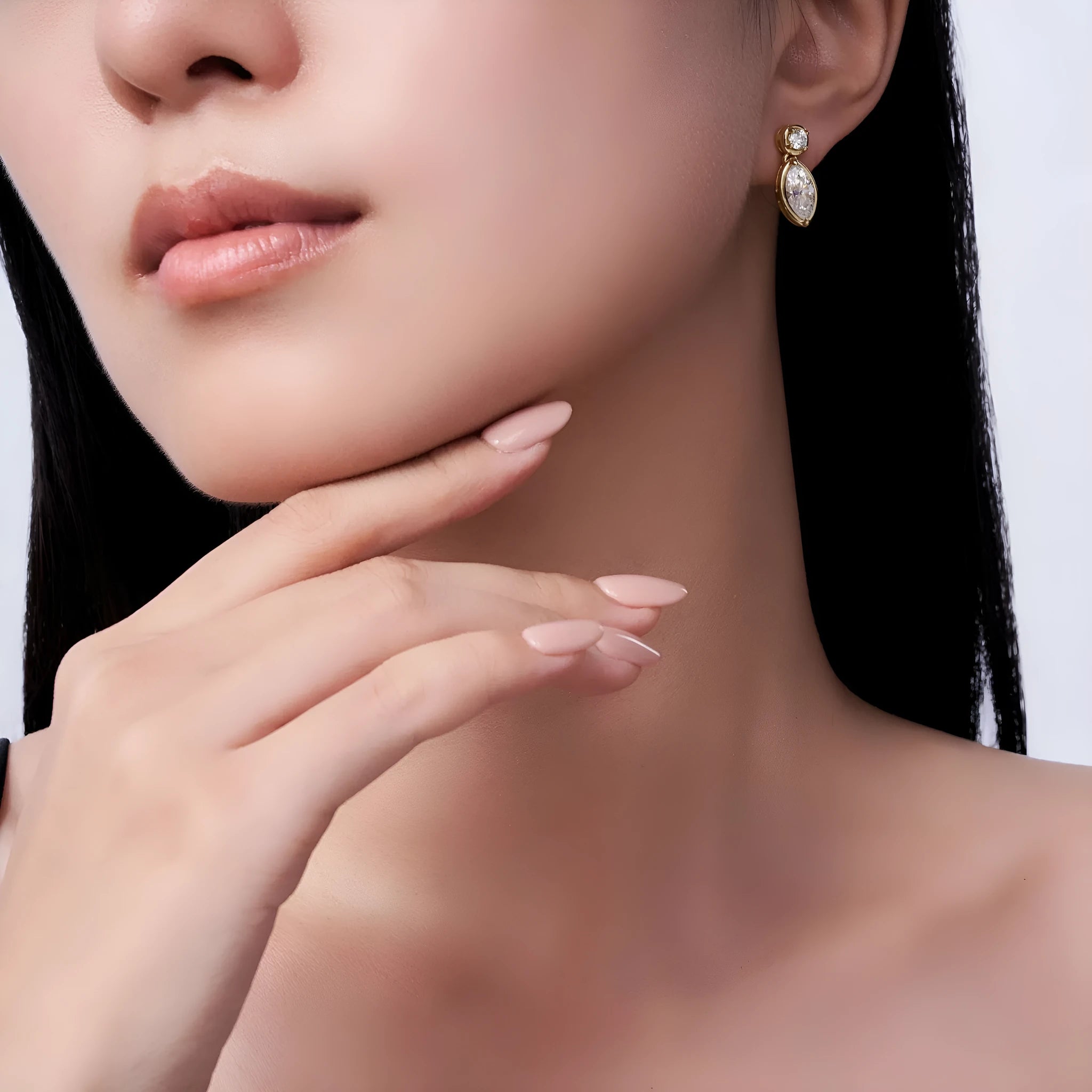 925 silver moissanite ellipse earrings unisex non-fading light luxury jewellery
