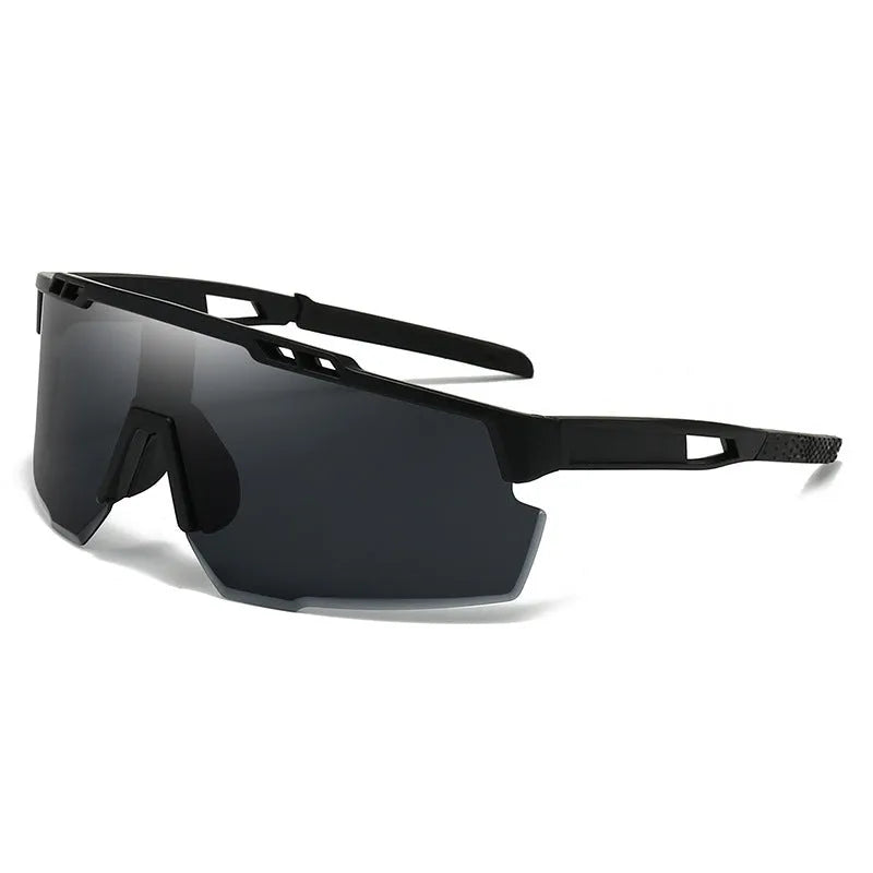 Men and women windproof sports sunglasses with black frame and white mercury lenses for cycling and driving