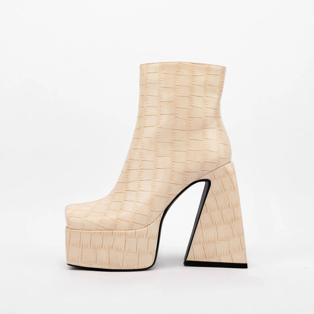 Women's ankle boots with high heels in artificial PU leather available in five solid colours