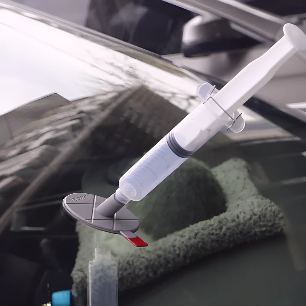 Complete car windshield repair liquid suit with green resin and curing lamp for DIY glass chip repair