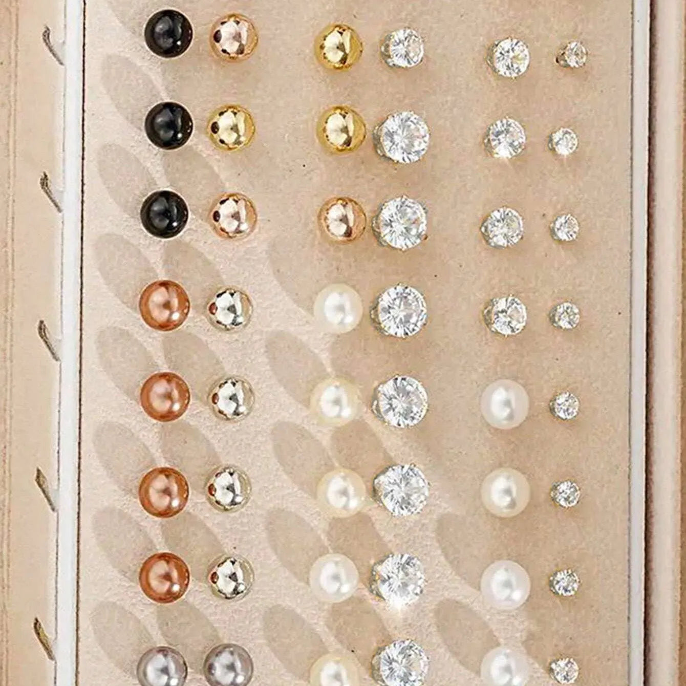108-piece set of gold and yellow geometric round pearl alloy earrings for women.
