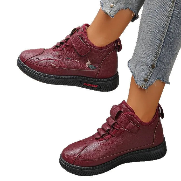 Women's black velvet shoes with hollow out design and non-slip rubber sole