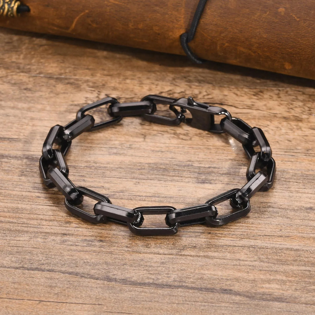 Men's titanium steel bracelet with a simple square chain design in a choice of colours.
