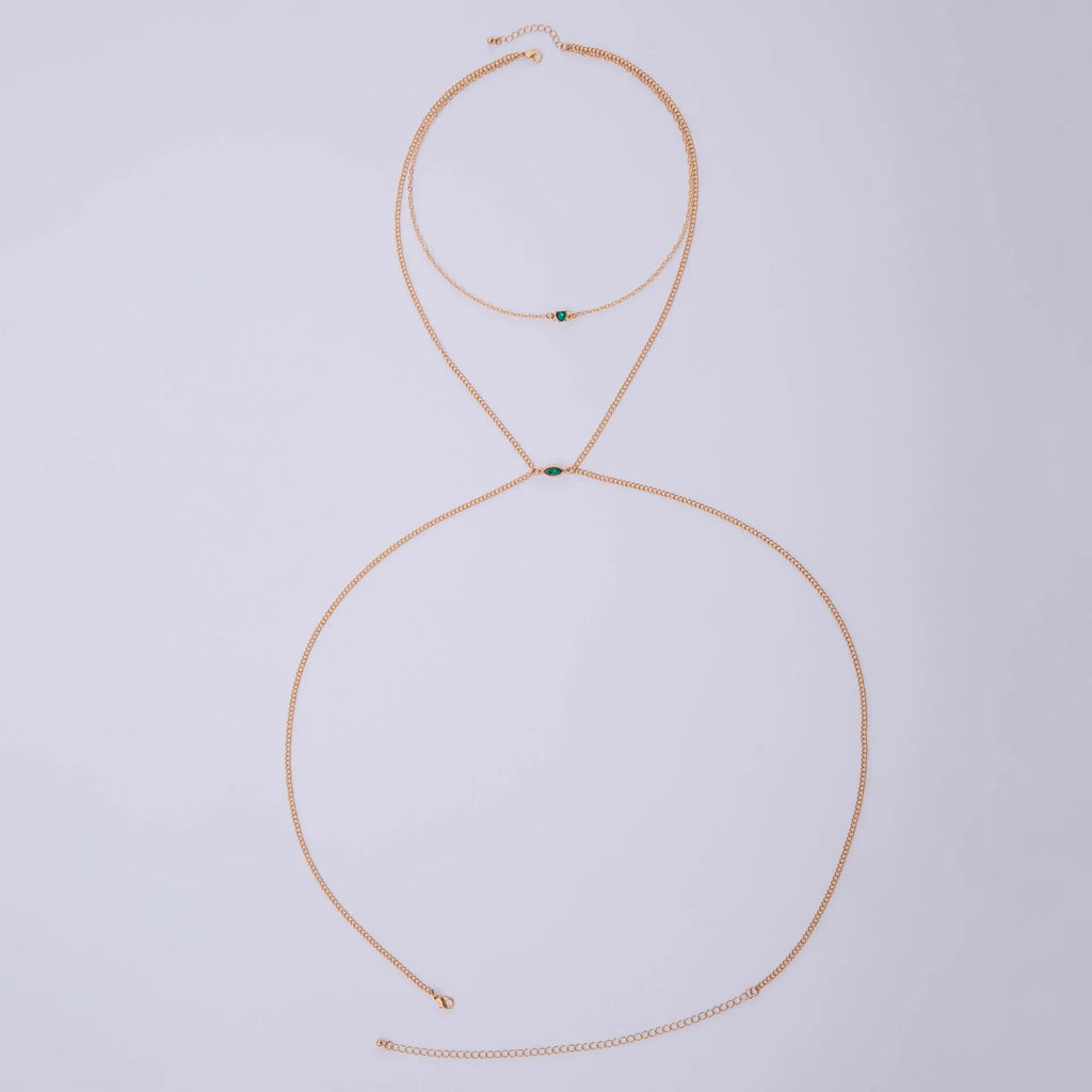 Men's simple body chain necklace in 25729 gold colour with electroplated alloy finish