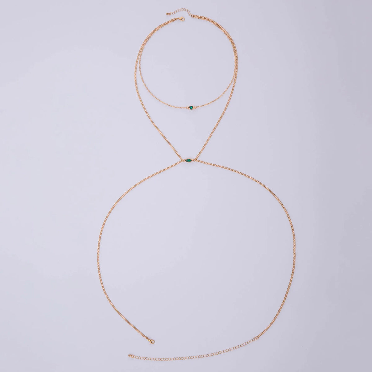 Men's simple body chain necklace in 25729 gold colour with electroplated alloy finish