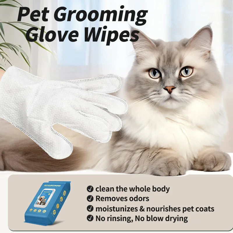 Pack of disposable pet gloves for washing cats and dogs, showing 20 piece count.