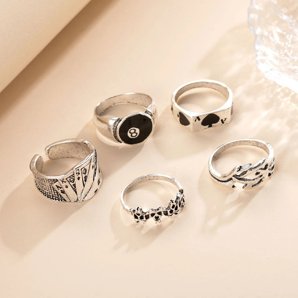 Black alloy ring with retro spade card poker design