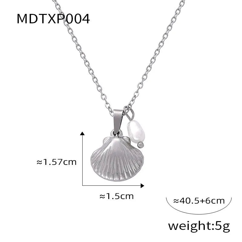 Women's titanium steel necklace with freshwater pearl bead pendant on O-shaped chain in gold colour