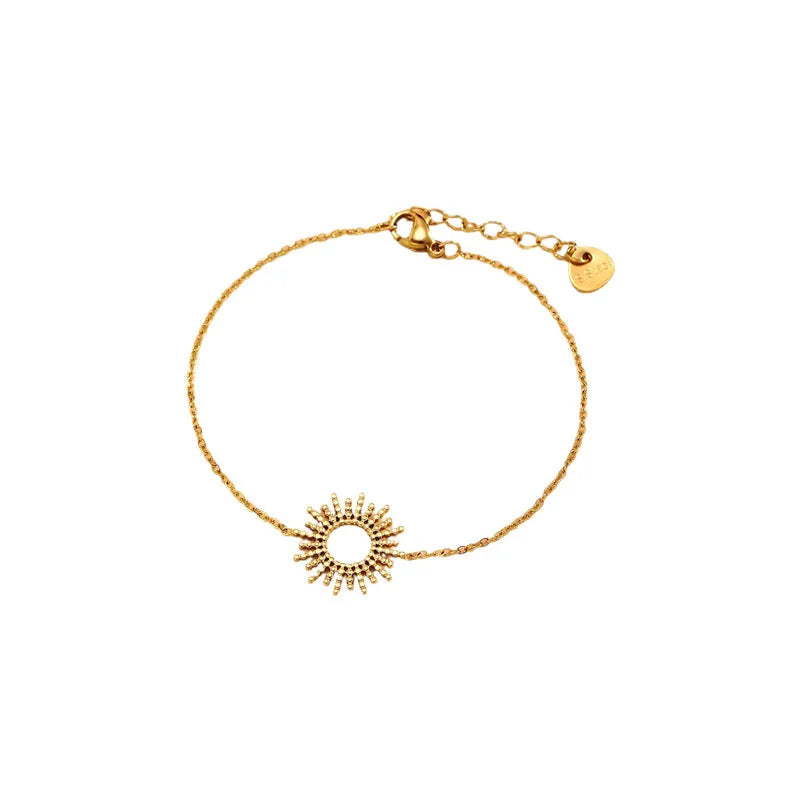 SUNFLOWER Series gold geometric chain necklace and bracelet set for women.