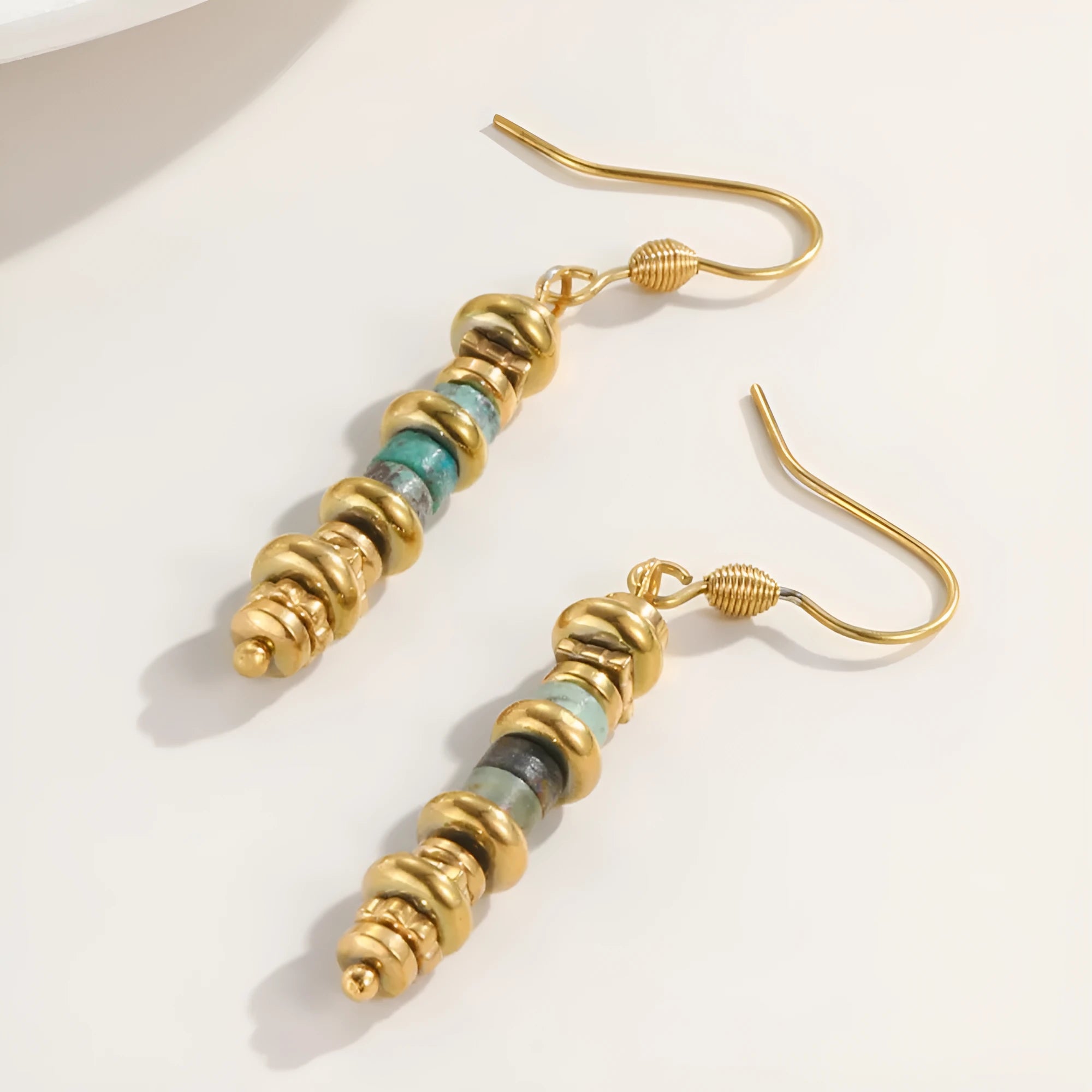 Titanium steel geometric dangle earrings in retro style with 18K purity