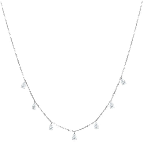 925 sterling silver necklace with triangular drop-shaped artificial zircon pendant on adjustable O-chain