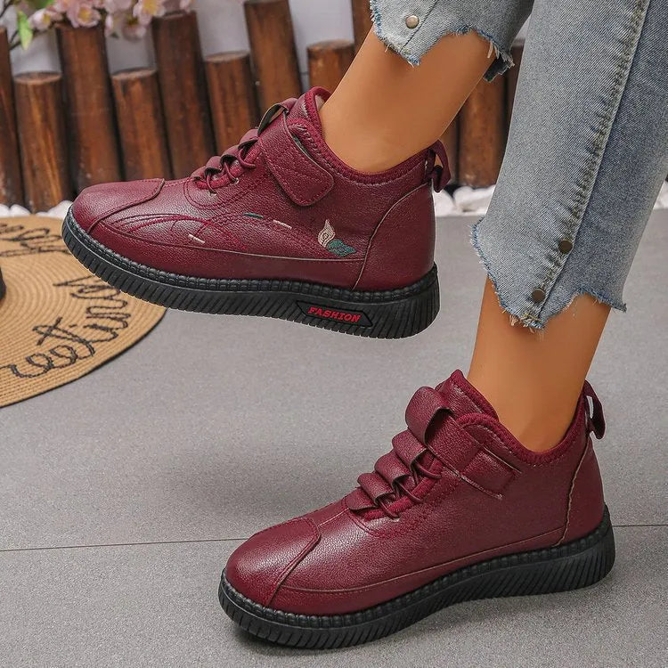Women's black velvet shoes with hollow out design and non-slip rubber sole