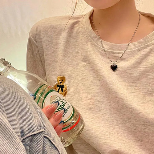Alloy heart shape clavicle chain necklace for women white K electroplated finish adjustable 41cm to 50cm