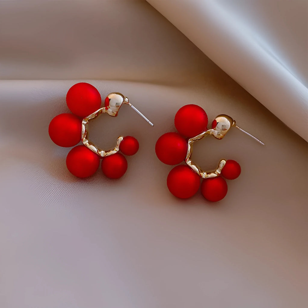 Red alloy bell charm drop earrings for women with white colour option