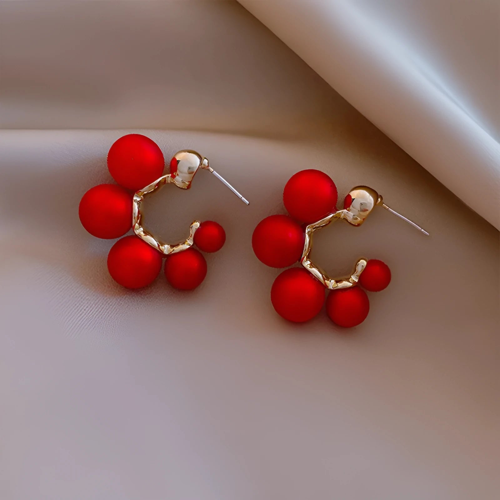 Red alloy bell charm drop earrings for women with white colour option