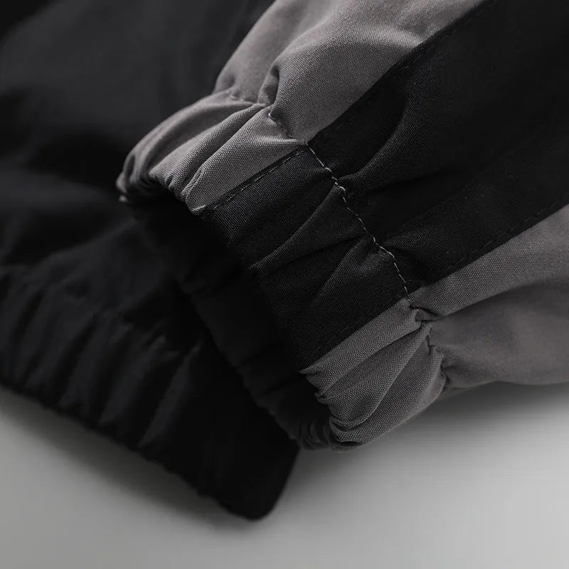 Men's casual jacket with contrast stitching design in black or dark blue with side pockets