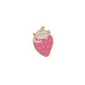 Cute cat strawberry metal brooch with dripping oil design in alloy construction