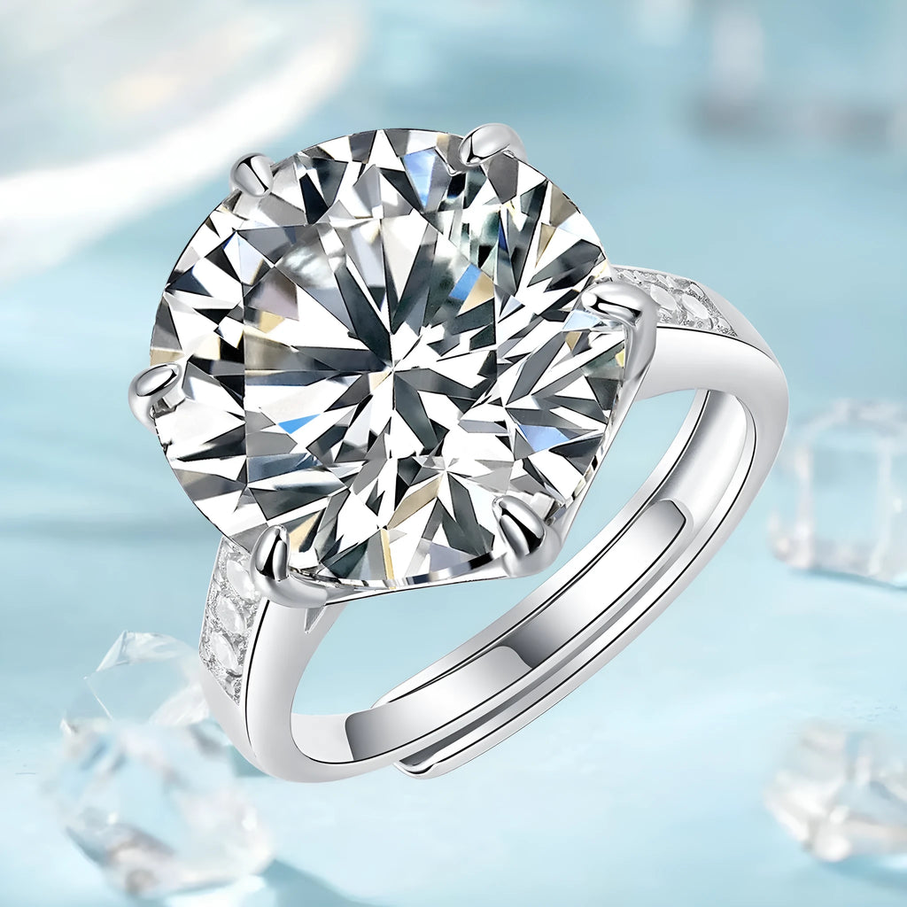 Moissanite adjustable mouth inlaid ring for women round geometric fashion OL style electroplated