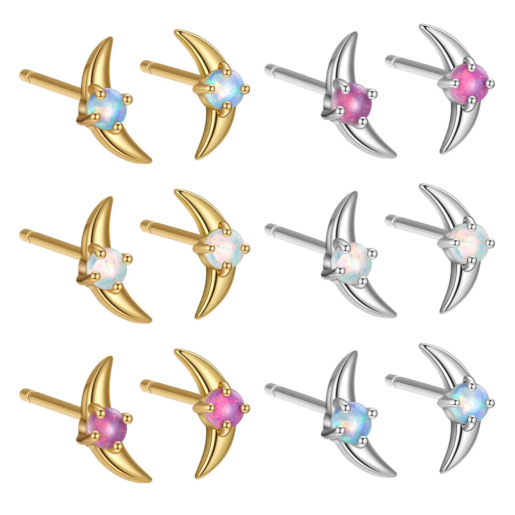 Geometric 925 silver women's earrings with a stone accent, shown in gold and platinum colour options.