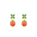 Sterling silver persimmon fruit stud earrings in ED3325 colour with S925 purity mark