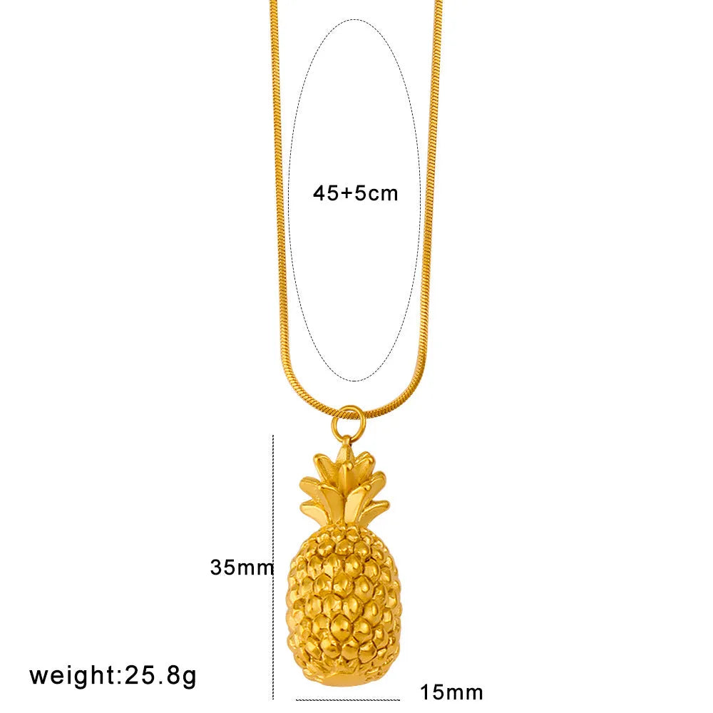 Stainless steel necklace with a detailed fruit charm pendant in a choice of six designs.